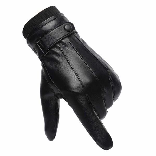 Vinterhansker for menn i imitert skinn, varme, tykke, fleece, vindtette, kuldesikre, termiske votter