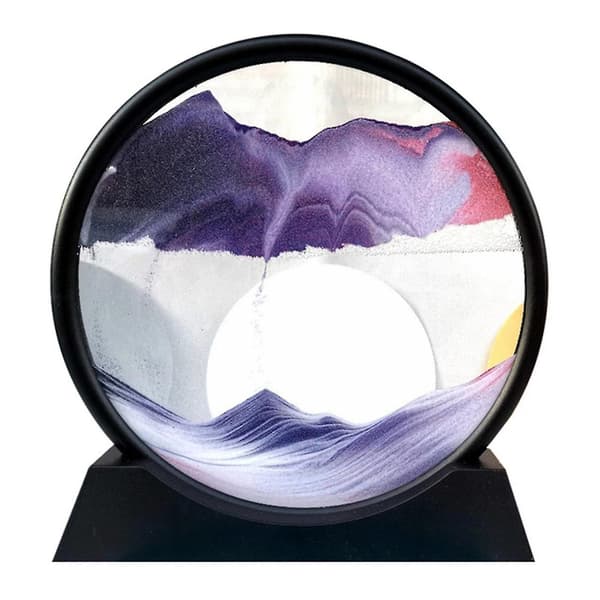 Rörlig Sandsandsbild Timglas Djuphavslandskap Glas Quicksand 3D-målning purple