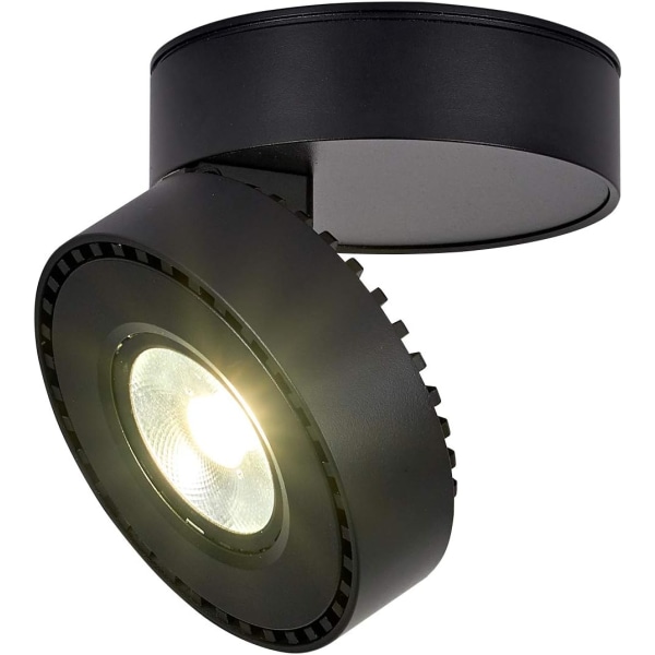 12W LED-takspotlight, justerbar takspotlight, 10x10x6cm (svart-4000K) [Energiklass A+]