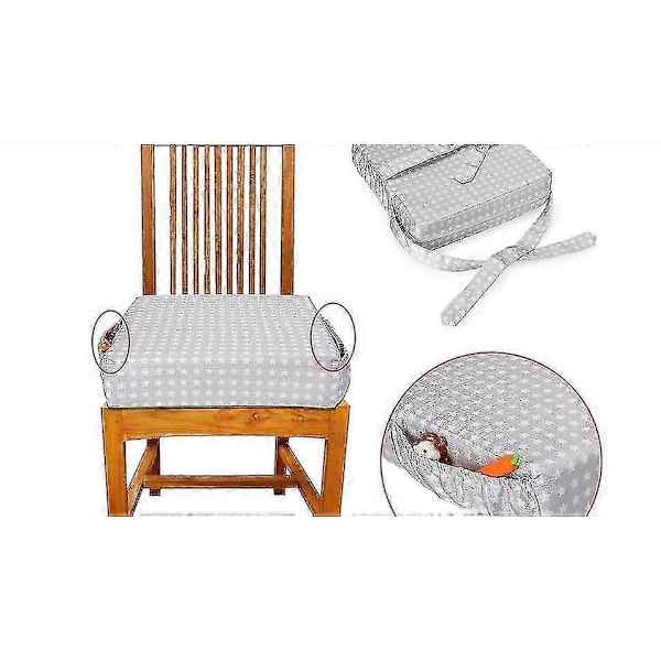Barn Økt Stolpute Myk Baby Spisepute Justerbar Avtakbar Student Sete Booster gray