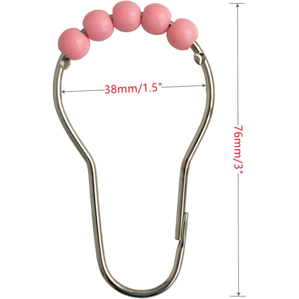 Dusjforhengskroker Ringer (Rosa) Pink