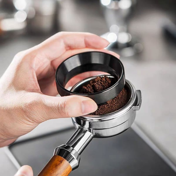 Alumiininen kahvin annostelu rengas espresson portafilter suppilo magneettisella vaihtoehdolla kotikahvilaan Barista (58mm, musta)