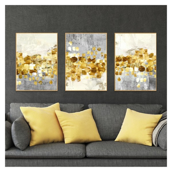 Nordisk abstrakt gylden folie lærred maleri moderne grå guld væg kunst plakater og prints Billeder til stuen Home Decor Ingen ramme 30*40cm