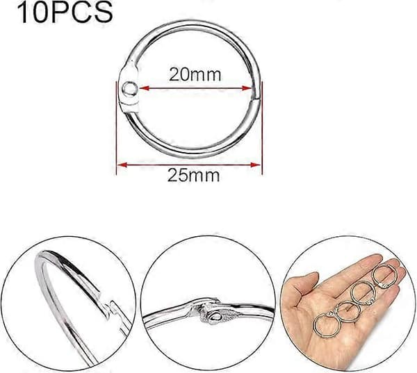 10 stk Metall Bokbinderringer Løse Bladringer, Kortringbinder