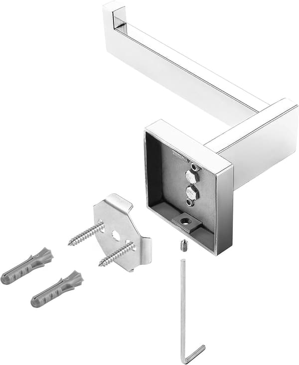 Forkromet toiletrulleholder til vægmontering - Premium 304 rustfrit stål toiletrulleholder til badeværelse - firkantet