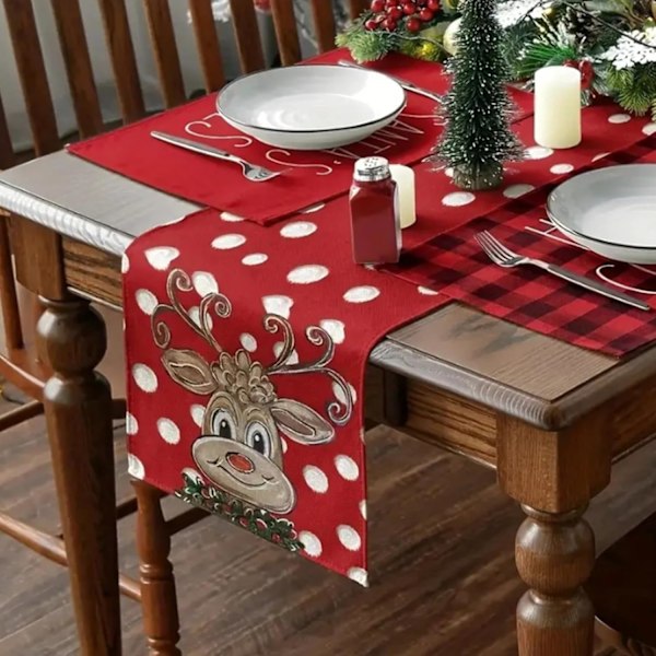 Julbordstablett 72 tum Lång med Älg, Säsongsbetonad Vinter Jul Semester Farmhouse Juldekorationer Inomhus Hemfest Dekor
