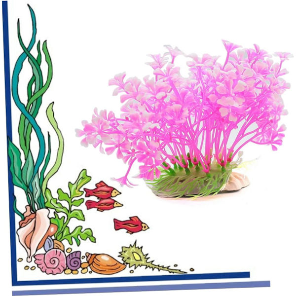 Akvariedekor Faux-växter Falska vattenväxter Rosa växter Konstgjorda växter Akvarie falska växter Konstgjord gräsplanta Rosa dekor