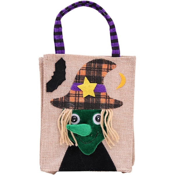 1 stk Halloween Non-Woven Vesker med Håndtak, Gjenbrukbare Halloween Trick orTreat Tote Vesker Godtepose for Halloween Festartikler (Grønn, 7,1 * 5,9 TOMMER)