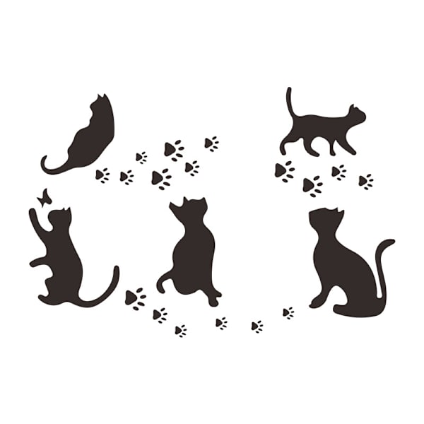 Sorte katte vægklistermærker katte silhuet sommerfugl vægdekoration poteaftryk dyrekunst dørklistermærker halloween diy kunst vindue klistermærker til børneværelse