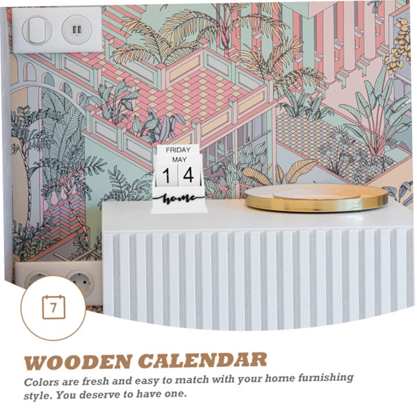 Kalender 2024 Kalender Skrivbord Datum Block Trä Datum Block Skrivbord Kalendrar Retro Heminredning Kontorsdekorationer Julkalender(15.2X13X6.5cm) White