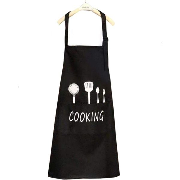 Unisex kokke køkkenforklæde Vandtæt med lommer Forklæder til madlavning Restaurant Arbejde BBQ Havearbejde Håndværksbagning Sort