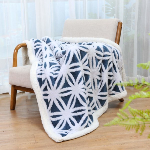 Filt Soffa Gosig Filt - Varm Sherpa Flanell Soffa Överkast Filt, Tjock Soffa Filt Soffa Filt, Fluffig Filt för Soffa blue 130*160cm