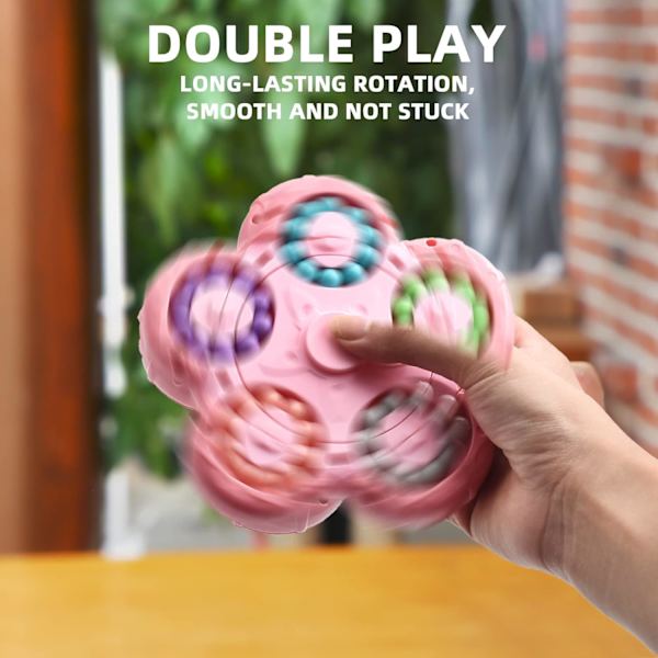 Pyörivä Magic Bean Cube -pyörittelylelu, 10 puolta 2-in-1 hauska helmipalapeli, ihanteellinen juhlaherkku ahdistuksen vastainen työpöytälelu, vaaleanpunainen