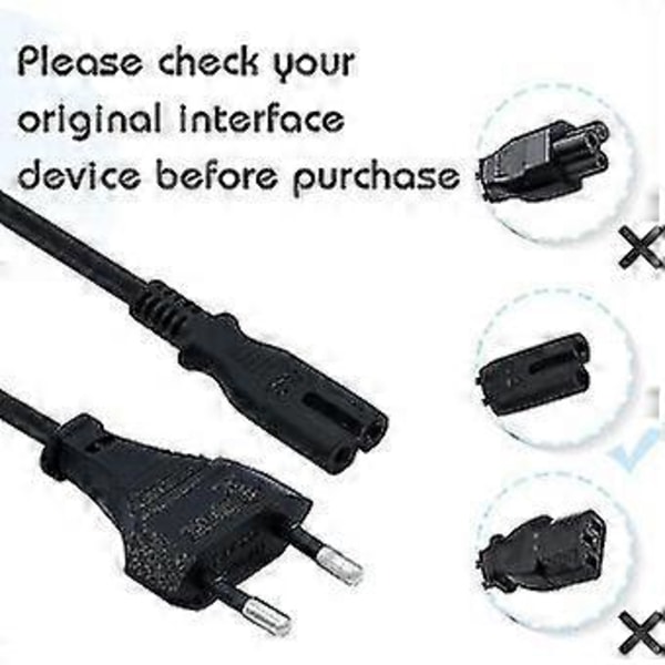 EU-kontakt Strømkabel 1,5m C7 Bipolær 2 for PS5PS4PS3Xbox Series XS - Svart
