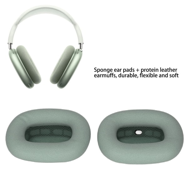 Utskiftbare øreputer, myke minneskumhodetelefoner øremuffer, utskiftbart øreputersett, lær øreputer øremuffer for Airpod MAX Headset234(grønn) Green