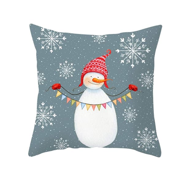 Söt Snögubbe Kuddfodral Grå Vit, Kuddfodral 45x45cm