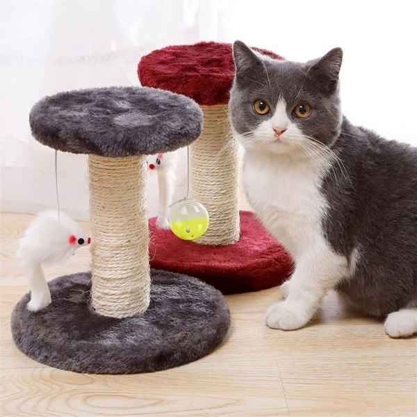 Kattklätterträd Repstolpe för katter, Kattträd med plyschplattform, Kattträd, Repstolpe för katter Grey