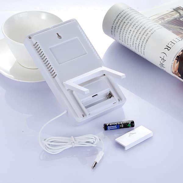 Digital hygrometer termometer, LCD-termometer med sond (vit)