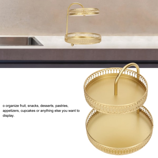 Kakefat, 2 etasjers metall cupcake stativholder, serveringsstativ displaystativ gjenbrukbar kakefat, godteri frukt displaytårn