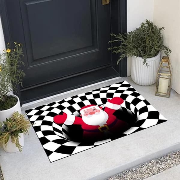3D Illusion Dörrmatta Matta Spöklik, Festlig, Roliga Designer ( 50 * 80cm Jultomten)