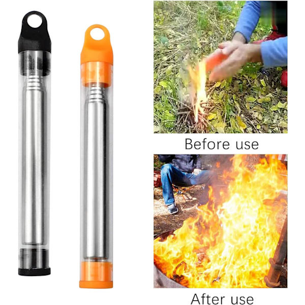 Fickbälg i rostfritt stål, 2-pack åtta sektioner fickbälg för camping, grillning, picknick