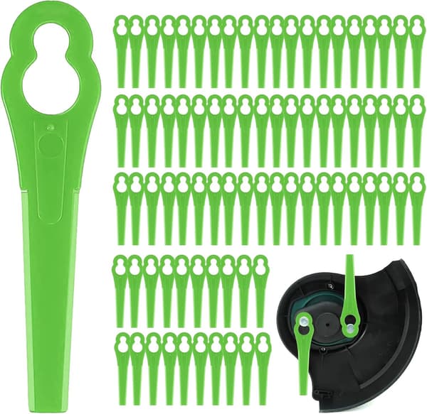 100 st ersättningsblad i plast, plastgräsklipparblad, kantklipparblad för trädgårds- och gräsklippartillbehör (grönt) Green