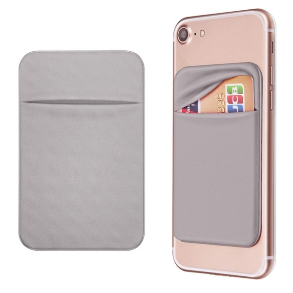 Mobillomme Selvklebende kortholder Stick On Wallet Sleeve med 3M selvklebende RFID-kort ID Kredittkort Minibankkortholder 2 pakke (grå) Gray