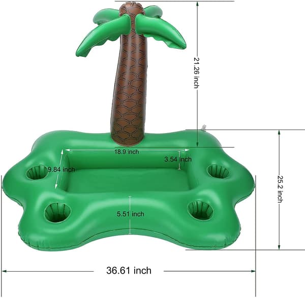 Pool Float, Flydende poolbar, Kopholder, Oppustelig palmetræ flydende bakke til oppustelig pool, Velegnet til swimmingpool, hav, ferier