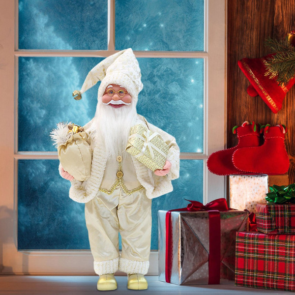 Realistisk julemand julemandsfigur dukke stående julemand stående dukke nyhed julefigur juledekoration ornamentdukke
