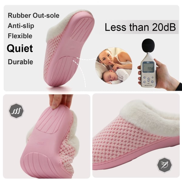 Naisten tohvelit Muistivaahtotossut Naisille Mukavat Lämpimät Kodikkaat Liukumattomat Sisä- ja Ulkotossut36/37 Pink 36-37