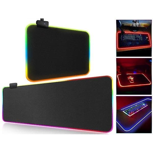 Gaming Mousepad med LED-lys - RGB - Vælg størrelse Sort 80x30 cm