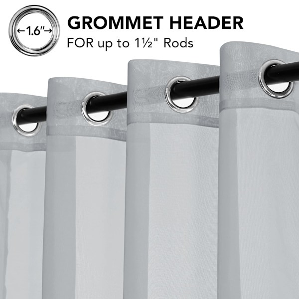 Set med 2 gardiner, transparente gardiner, ringgardiner, 260 x 140 cm