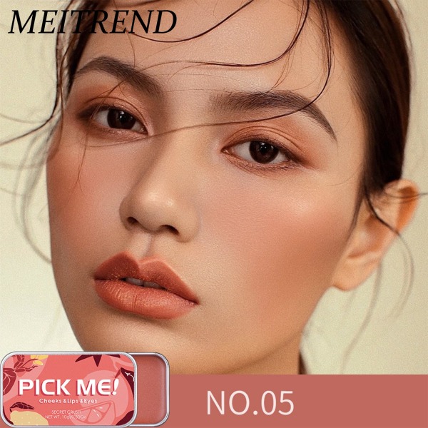 Cream Blush Mini kosmeettinen monipuolinen poskipuna huulipunana Eyeshadow poskipunasävy, kosteuttava korkeapigmenttinen poskipuna siveltimellä ja puffalla (#05)