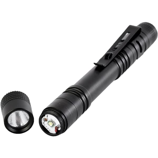 2-pack LED-pennljus, ficklampor Taktisk pennlampa med pennklämma, Små AAA-minifickor i aluminium, ficklampa för inspektionsarbete