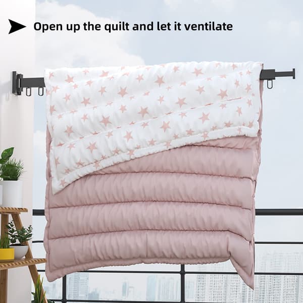 Retractable clothes rack, wall-mounted clothes rack, space-saving foldable clothes rack with towel holder for balcony, laundry, bedroom