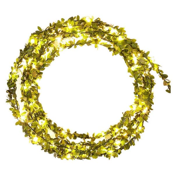 2M 20 LED Ljusslinga Grönt Blad Blomma Koppartråd för Bröllopsfest Dekoration YYV