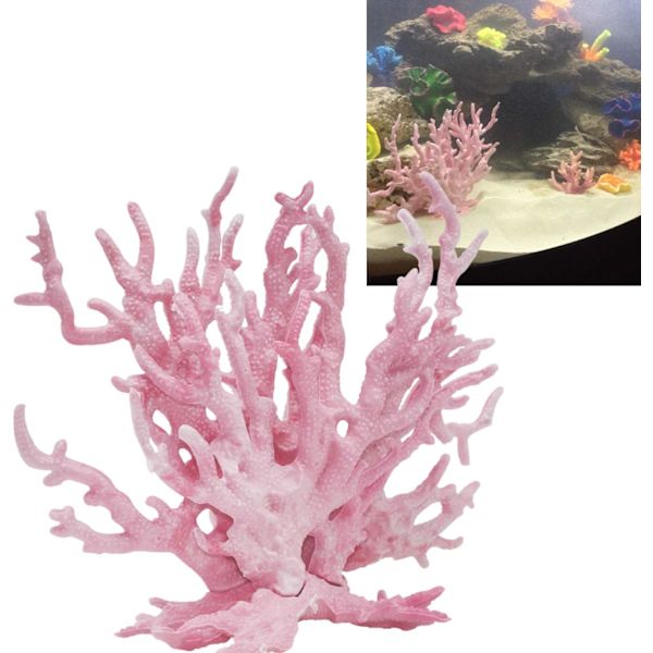 Konstgjord akvariekorall prydnad plast fisk tank växter dekoration för akvarielandskap, 14*17CM rosa