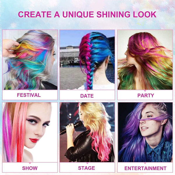 Hårkridt til piger- Nyt hårkridtkammascara Midlertidig vaskbar hårfarve til piger Kvinder-Ikke-giftig Instant hårfarvefarver (05#) Purple
