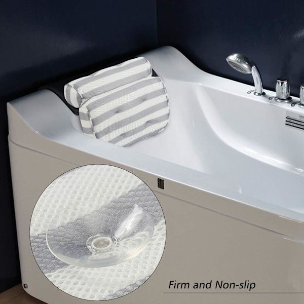 Badkudde för huvud och nacke Vattentät badkudde Huvudstöd i badet med sugkoppar 3D Ergonomiskt hem spa Huvudstöd Badkarskuddar