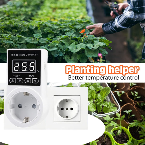 Termostat Digital Temperaturkontroll Sockets, Varmetermostat med NTC-probe