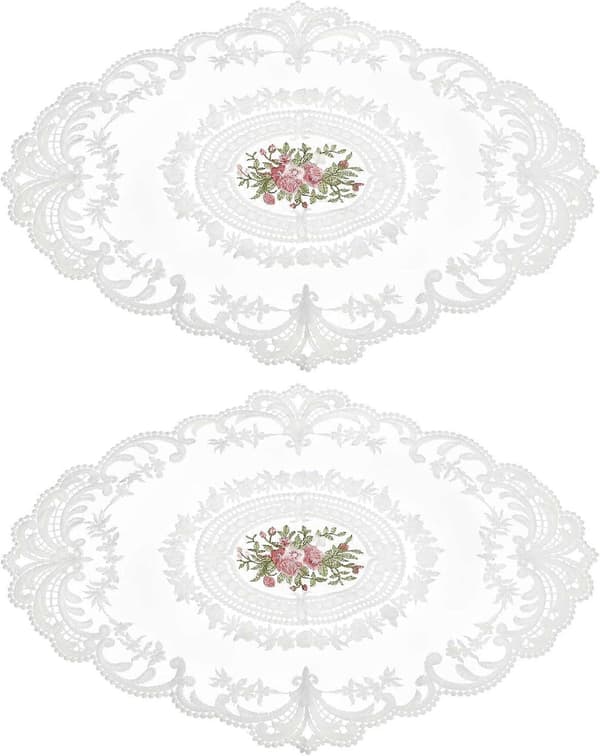 1-pakke Retro Blondebrikke Oval Broderte Bordbrikker