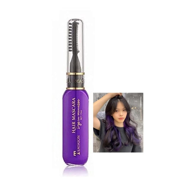 Hiusliitu tytöille - Uusi Hair Chalk Comb Mascara Väliaikainen pestävä hiusväriväri tytöille Naisille - Myrkyttömät pikahiusvärivärit (05#) Purple