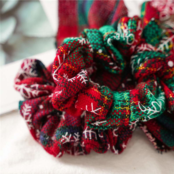 Hår Scrunchies, 10-pack jul elastiska rosett hår Scrunchies, Xmas hästsvanshållare band, kanin öron galler hårtillbehör (5 stilar)