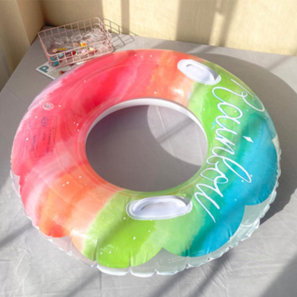 Simring, uppblåsbara poolflottörer, flytande simboll för vuxna, sommarpool strandverktyg, poolpartydekorationer rainbow