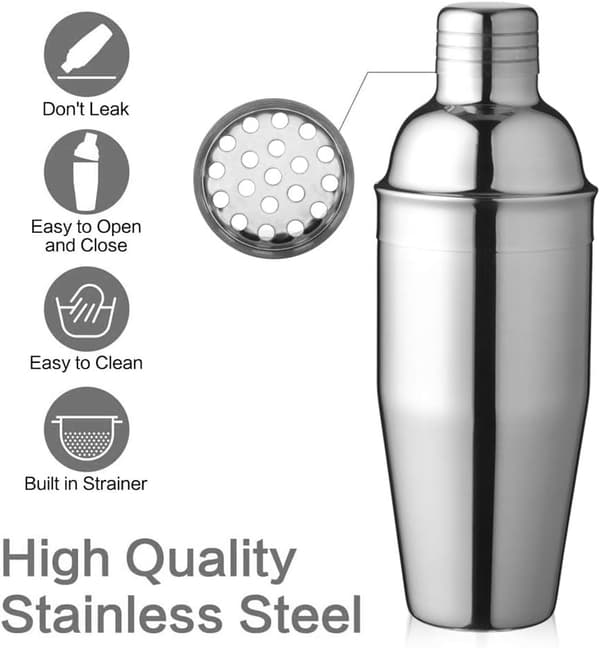 24 oz Vakuumisoleret Cocktailshaker Perfekt til Martini, Proof Design og Indbygget Si til Ubesværet Imponerende Drinks, 750ML