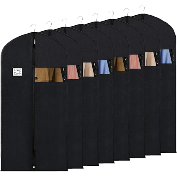 Tøjpose til opbevaring, 60 x 152 cm, åndbart stof, lange tøjposer til kjoler, frakker, aftenkjoler, pakke med 8 60 x 152 cm