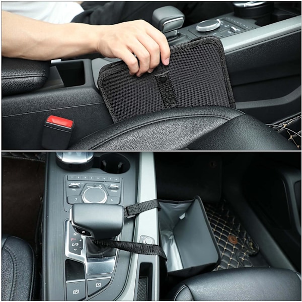 Bil Affaldsspand Hængende Auto Affaldspose Affaldsbeholder Vandafvisende Lækagesikker Sammenklappelig Affaldsorganisator, 14,5*22*22cm- Sort 22*22*14.5c