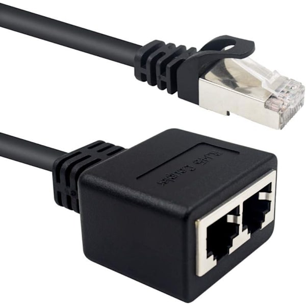 (1 par) RJ45 1 hann til 2 hunn adapter for Ethernet LAN-kabelforlengelse kat. 5/6. Surf online samtidig