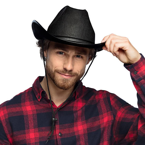Cowboyhatt för vuxna, huvudbonad för karnevaldräkter, sheriff, rodeoryttare, vilda västern, kostym, karneval, temafest black