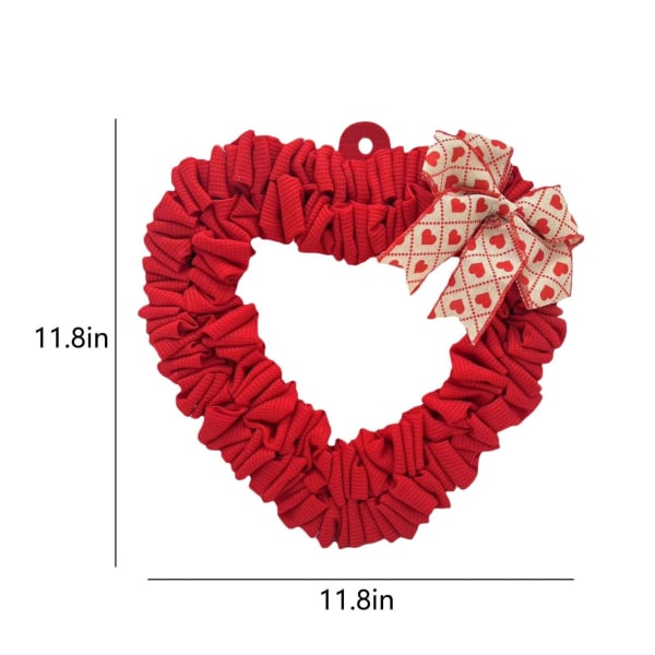 Valentinsdagskrans, 35 cm Valentinsdagskranse til inngangsdøren, Valentinsdag hjerteformet dørkrans med Buffalo Plaid-sløyfer
